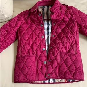 Girls Burberry quilted jacket cranberry